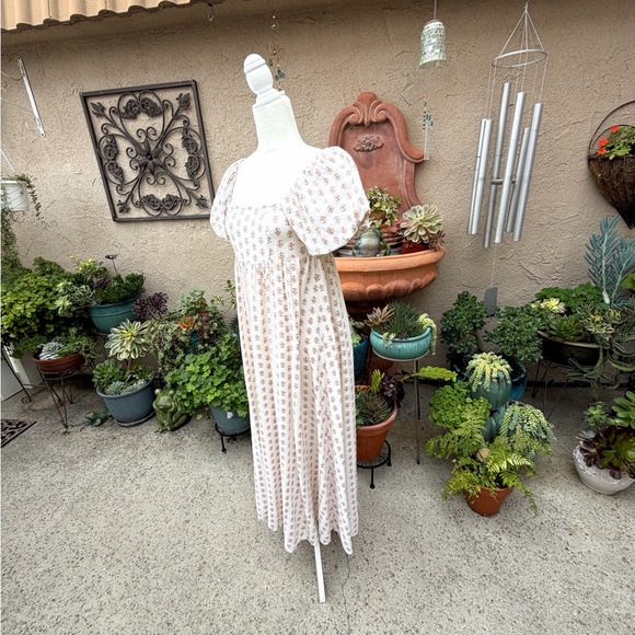 NWOT Rylee + Cru Oceane Lexi Apricot Motif Puff Sleeve Cottagecore Maxi Dress - Picture 10 of 15